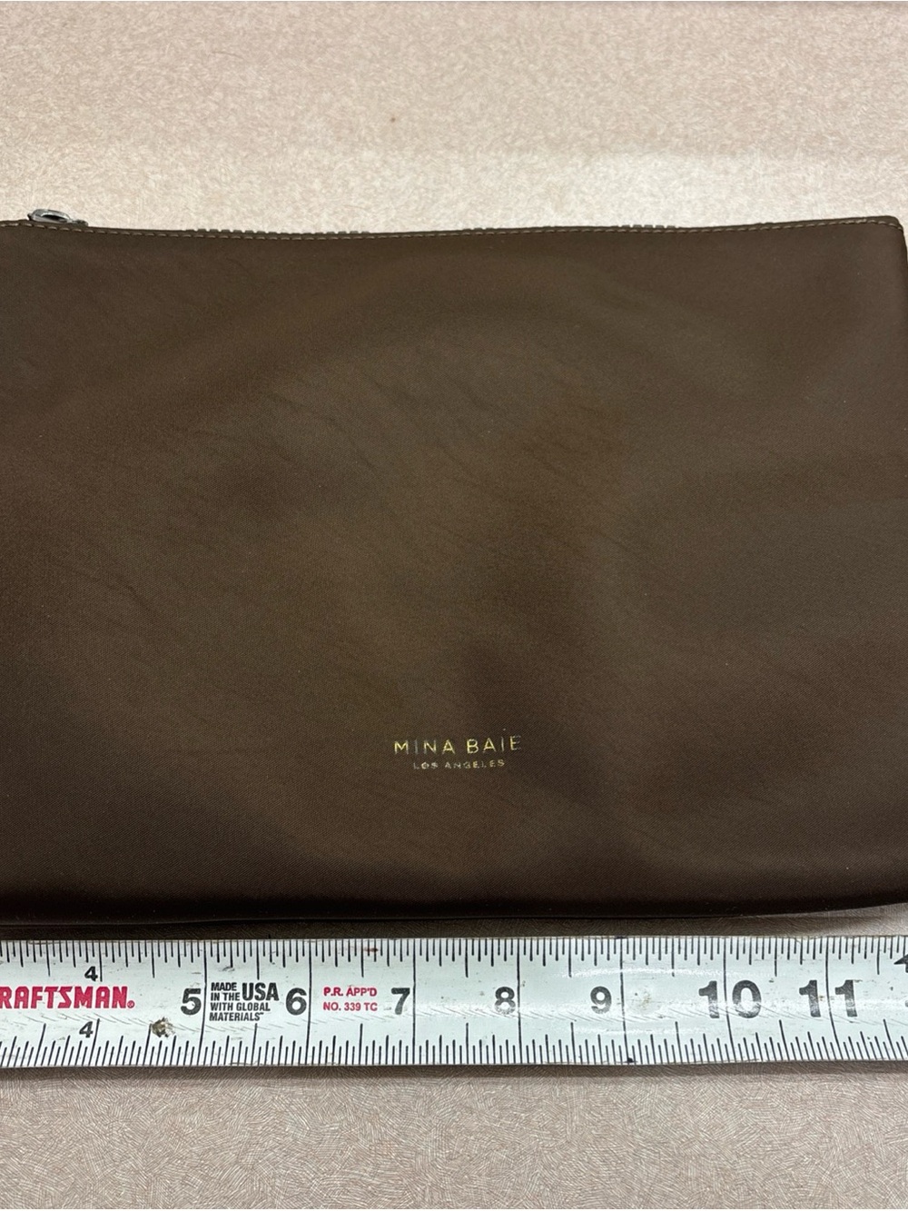 Mina Baie Los Angeles Aria Everyday Pouch Carryall Wristlet Nylon Espresso - Picture 6 of 7